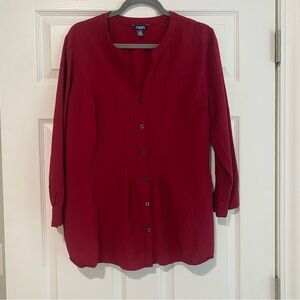 Chaps Women's Deep Red Button-Down Shirt
